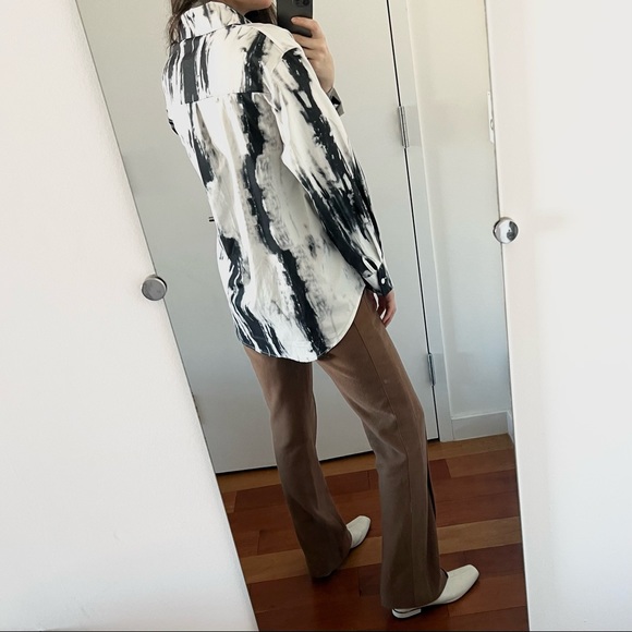 Tie dye black white print button down shirt - Picture 8 of 9